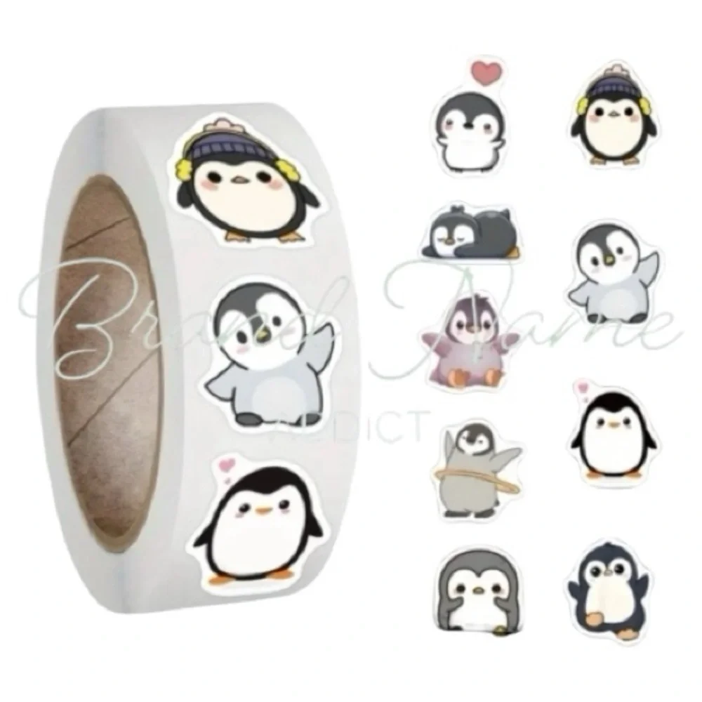 PRICE IS FIRM - Roll of 500 Baby Penguin (8 different design) Stickers